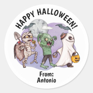 Adesivos de Halloween de Monstro de Pântano, Múmia