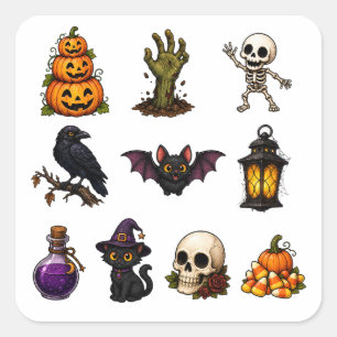 Adesivos de Halloween Fofos e Assustadores – Abóbo