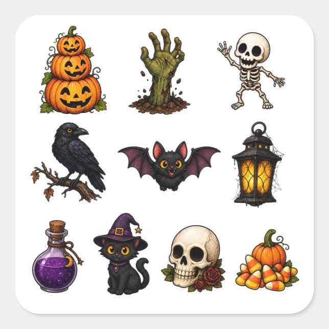 Adesivos de Halloween Fofos e Assustadores – Abóbo (Frente)