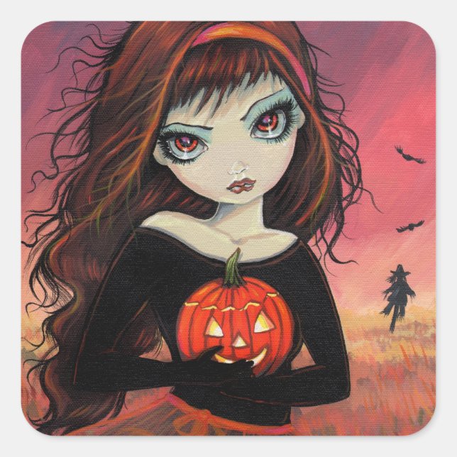 Adesivos de Halloween Fogo de Outono (Frente)