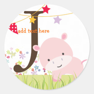 Adesivos de Hipopótamo Rosa/adicionar monograma