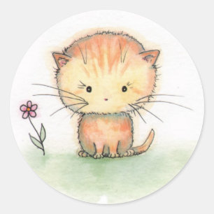 Adesivos de Ilustração de Gatinho Laranja Listrado
