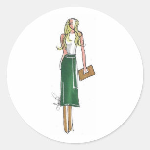 Adesivos de ilustração de moda vestido verde