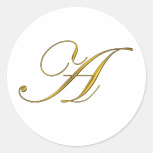 Adesivos de Inicial A Monograma Dourado