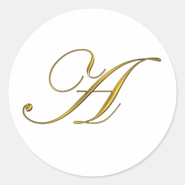 Adesivos de Inicial A Monograma Dourado (Frente)