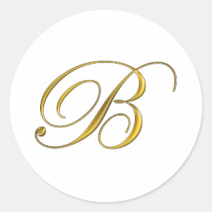 Adesivos de Inicial Monograma Dourado B