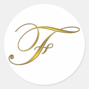 Adesivos de Inicial Monograma Dourado F