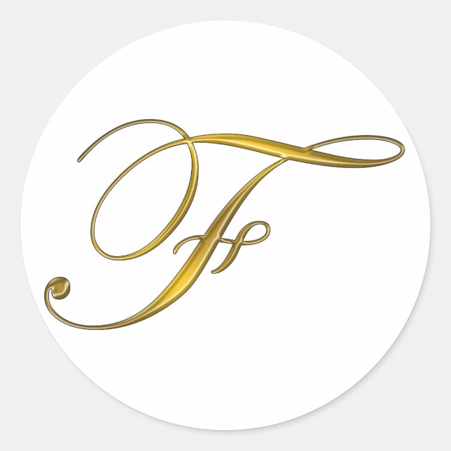 Adesivos de Inicial Monograma Dourado F (Frente)