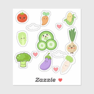 Adesivos de Legumes Kawaii Fofos