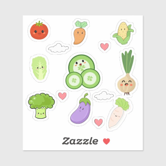 Adesivos de Legumes Kawaii Fofos (Folha)