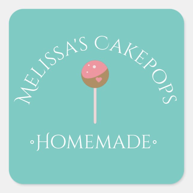 Adesivos de Logo de Cake Pops Padaria Caseira Azul (Frente)