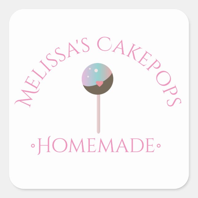 Adesivos de Logotipo de Cake Pops Padaria Caseira  (Frente)