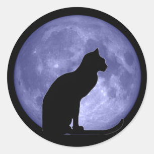 Adesivos de Lua Azul de Gato Preto
