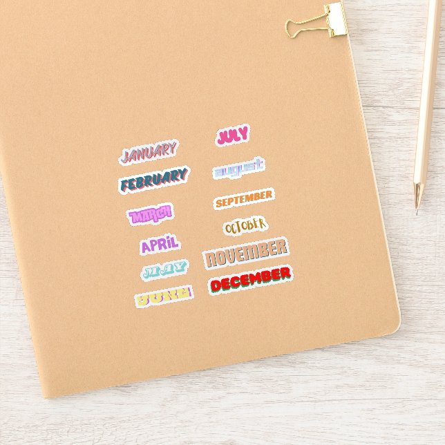 Adesivos de Meses do Ano Conjunto (Notebook)