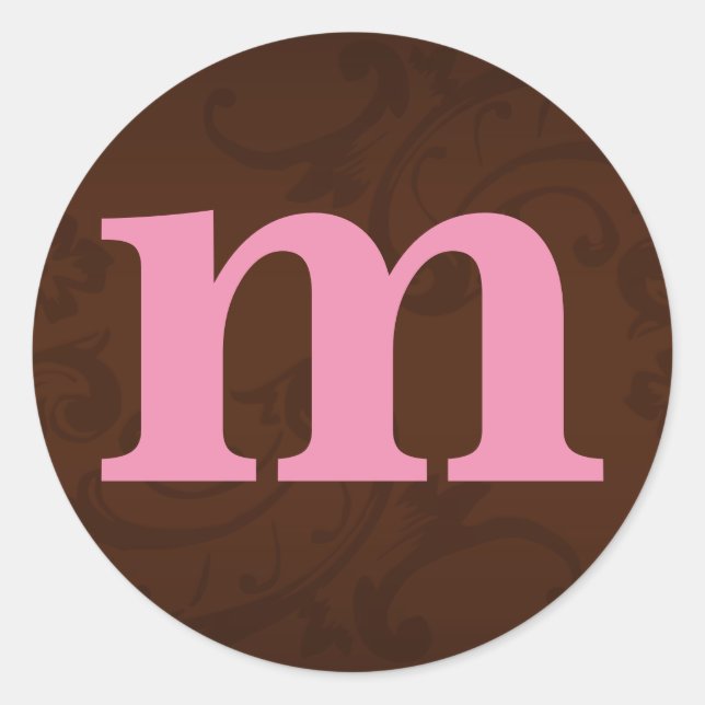 Adesivos de Monograma Castanho e Rosa (Frente)