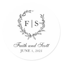 Adesivos de Monograma de Coroa de Preto e Branco