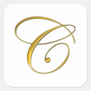 Adesivos de Monograma Dourado C