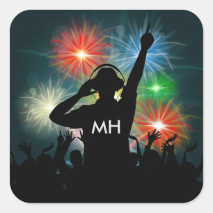 Adesivos de monograma personalizados do Music DJ