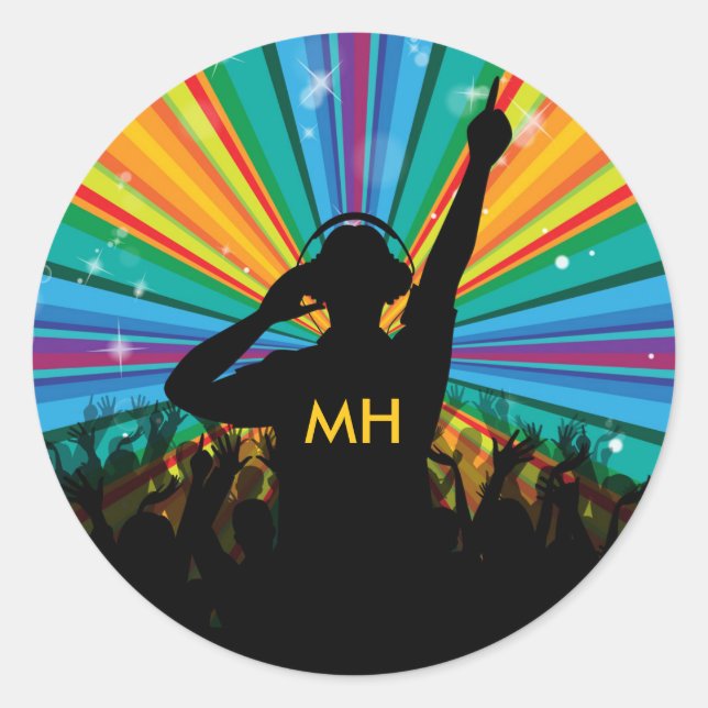 Adesivos de monograma personalizados do Music DJ (Frente)