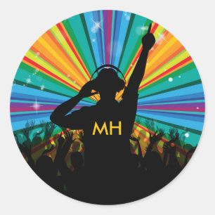 Adesivos de monograma personalizados do Music DJ