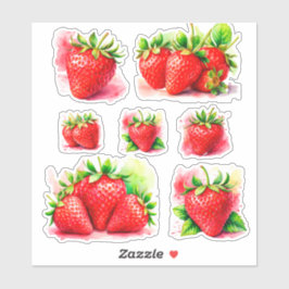 Adesivos de Morango Fofos – Fruta Doce e Suculenta