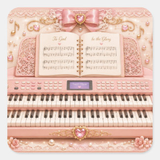 Adesivos de Música de Órgão Eletrônico Rosa