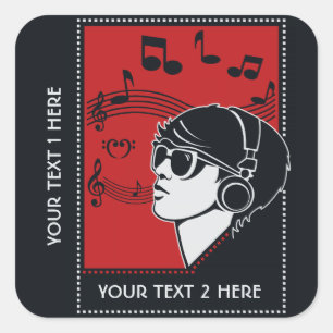 Adesivos de Música Deco de Arte de Texto Personali