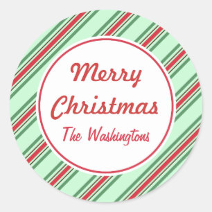 Adesivos de Natal com Listras de Hortelã
