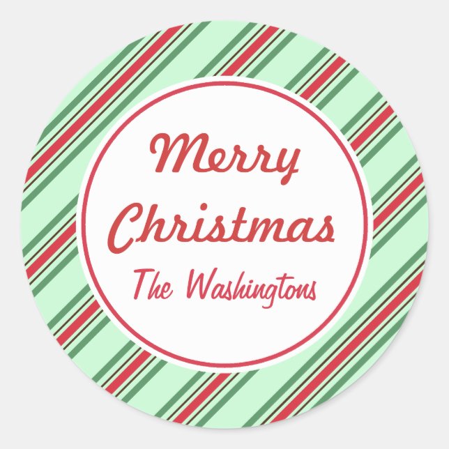 Adesivos de Natal com Listras de Hortelã (Frente)