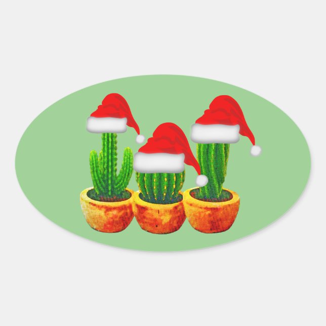 Adesivos de Natal com Tema de Cacto (Frente)