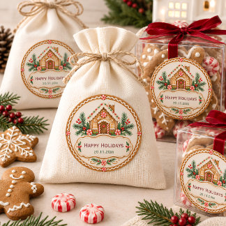 Adesivos de Natal da Casa de Pão de Mel