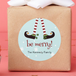 Adesivos de Natal divertidos do Elfo Redondo