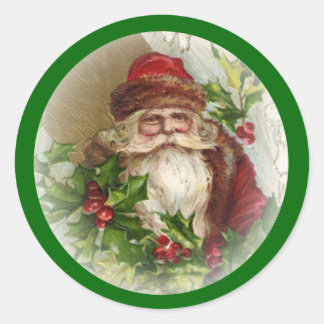 Adesivos de Natal do Papai Noel Vintage Verde