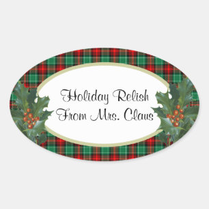 Adesivos de Natal Personalizados Xadrez Verde Verm