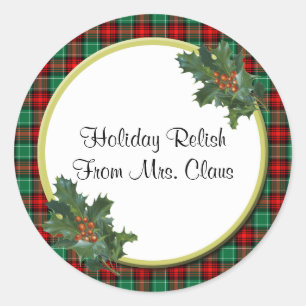 Adesivos de Natal Personalizados Xadrez Verde Verm