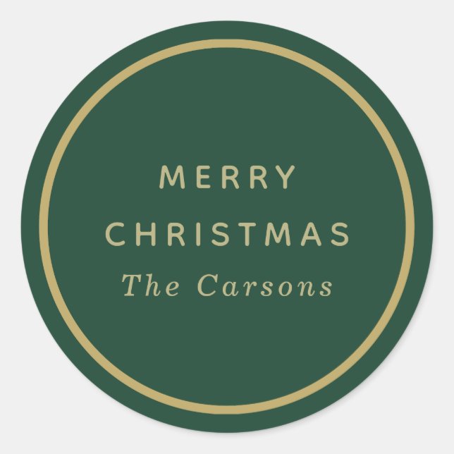 Adesivos de Natal redondos clássicos em verde e do (Frente)