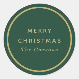 Adesivos de Natal redondos clássicos verdes e dour