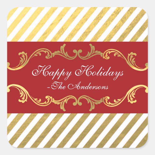 Adesivos de Natal Vermelho e Dourado Listrado (Frente)