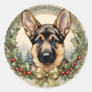 Adesivos de Natal Vintage de Filhote de Pastor Ale