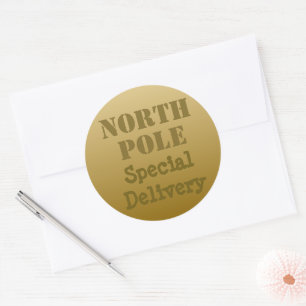 Adesivos de Natal Vintage Dourado Polo Norte