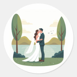 Adesivos de Noivado de Casal Romântico