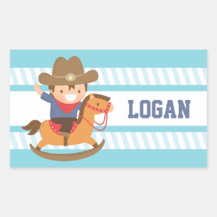 Adesivos de Nome de Cavalinho de Pau de Cowboy Bon