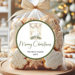 Adesivos de Nome de Família de Natal Minimal Neutr