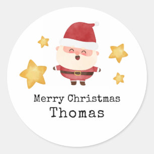 Adesivos de Nome - Feliz Natal Papai Noel Fofo