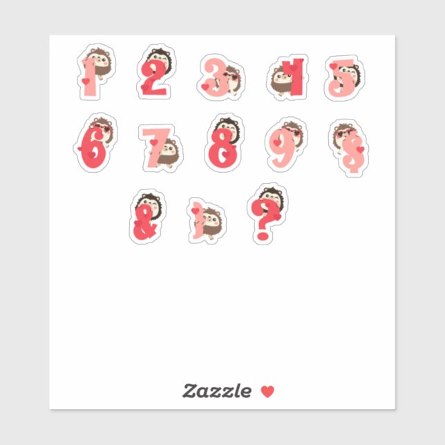 Adesivos de Número de Abraços de Ouriço | Letra de (Folha)