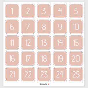 Adesivos de Número Quadrados Personalizáveis Rosa