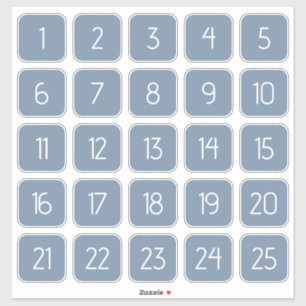 Adesivos de Números Quadrados Personalizáveis Azul