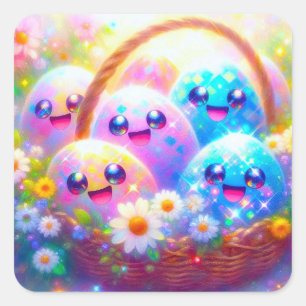 Adesivos de Ovo de Páscoa Kawaii