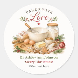Adesivos de Padaria de Natal Assados Com Amor