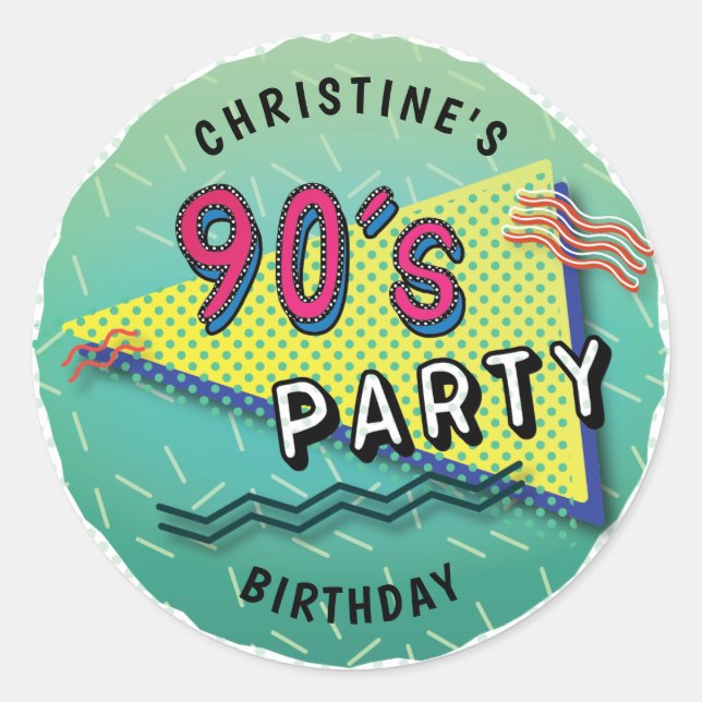 Adesivos de padrões do tema PARTY dos anos 90 (Frente)